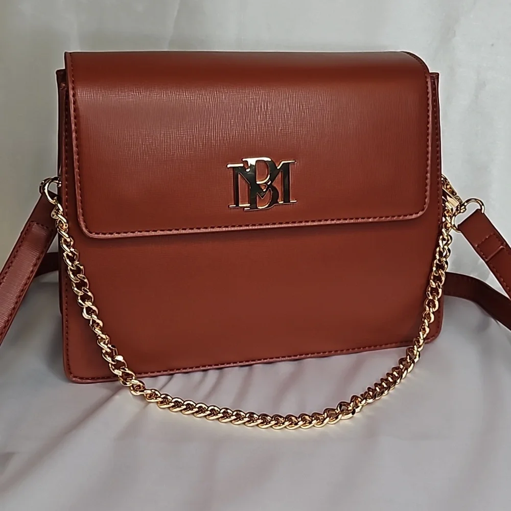 Badgley Mischka Crossbody Coffee Gold Chain NWT - Picture 7 of 7